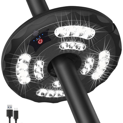 Outdoor Lighting, Patio Umbrella Light Rechargeable 28 LED Pole Light 3 Brightness Modes shown in the main product view