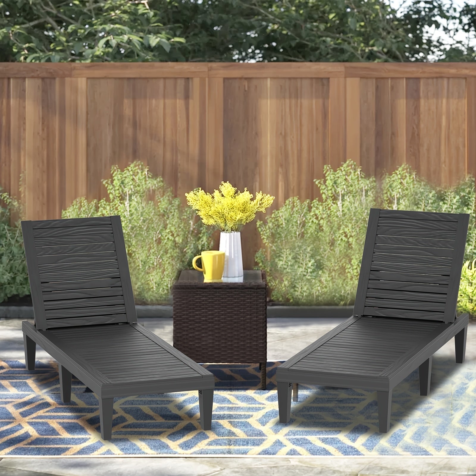 Outdoor Lounge Chair shown in the 2PCS Black option