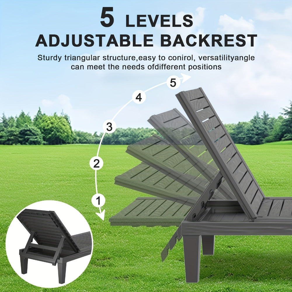 Outdoor Lounge Chair with Adjustable Backrest and Waterproof Protection for Patio detail image - detail view 11