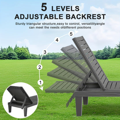 Outdoor Lounge Chair with Adjustable Backrest and Waterproof Protection for Patio detail image - detail view 11