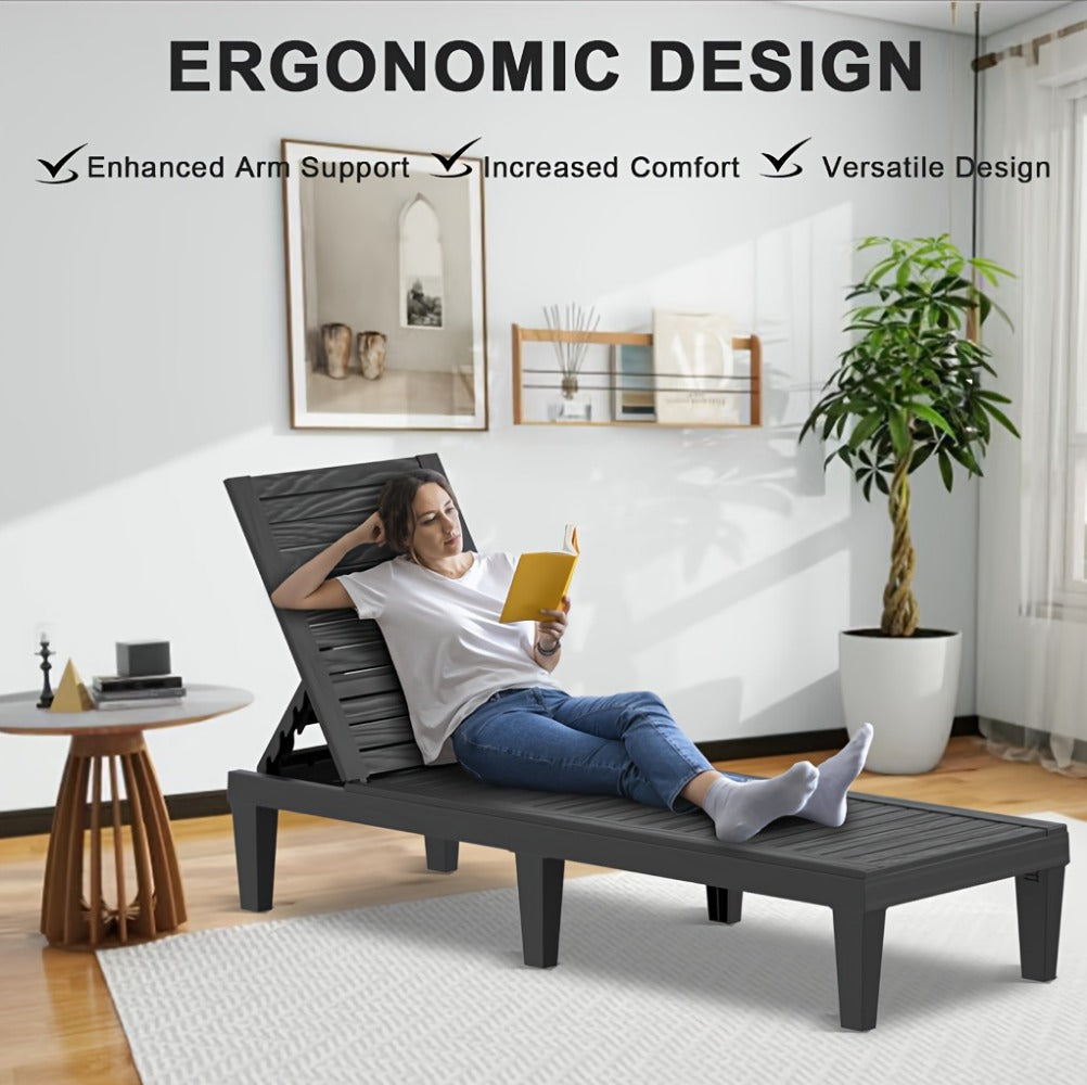 Outdoor Lounge Chair with Adjustable Backrest and Waterproof Protection for Patio detail image - detail view 12