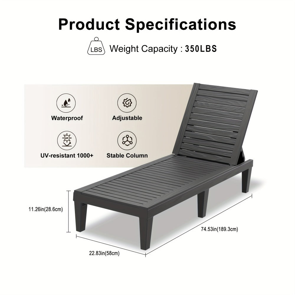 Outdoor Lounge Chair with Adjustable Backrest and Waterproof Protection for Patio detail image - detail view 3