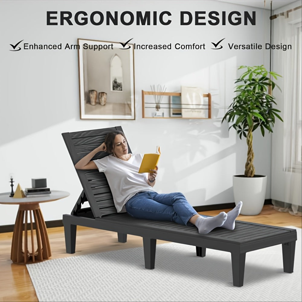 Outdoor Lounge Chair with Adjustable Backrest and Waterproof Protection for Patio detail image - detail view 5
