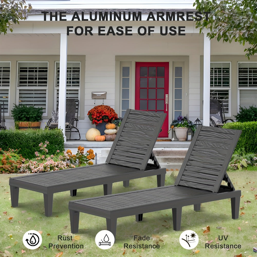 Outdoor Lounge Chair with Adjustable Backrest and Waterproof Protection for Patio detail image - detail view 6