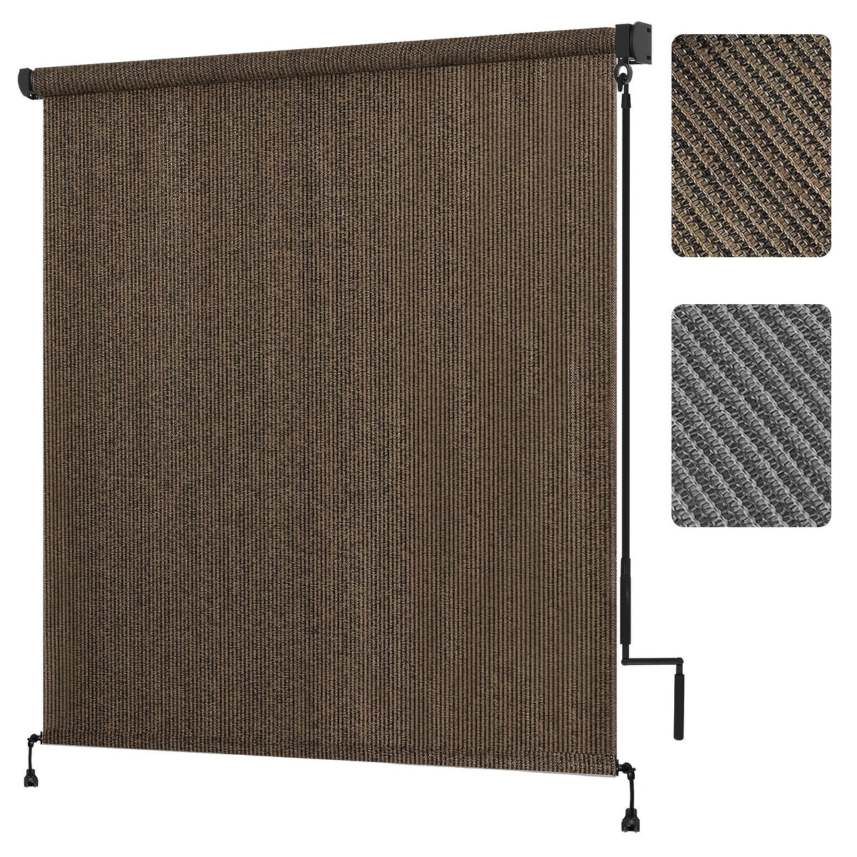 Outdoor Roller Shade shown in the Mocha, 4×8FT (48"W x 96"H) option