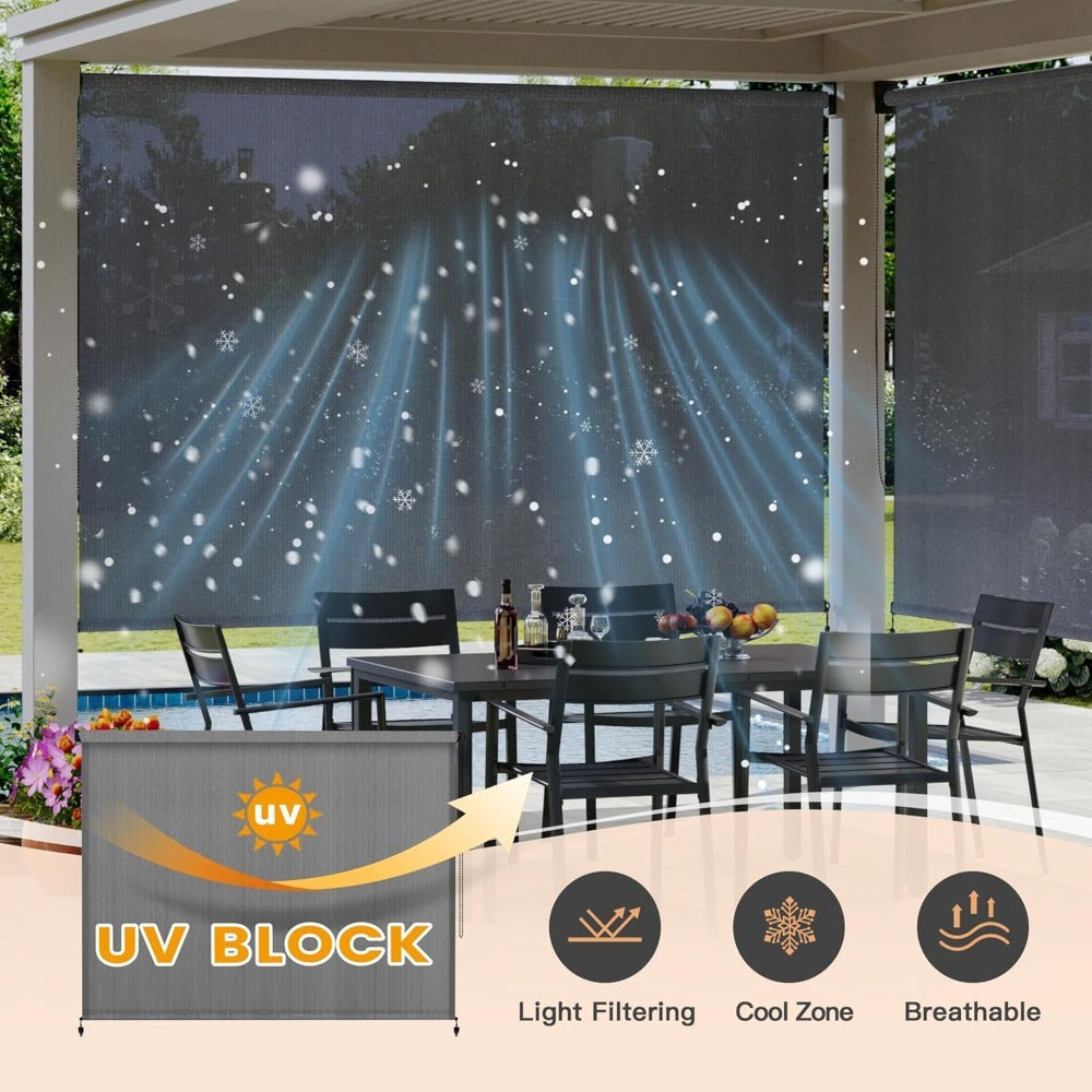 Outdoor Patio Roller Shade with Multiple Color Options for Outdoor Shade and Protection detail image
