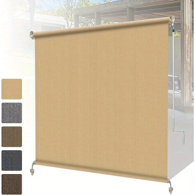 Outdoor Roller Shade shown in the Wheat, 8' wide X 6' drop option