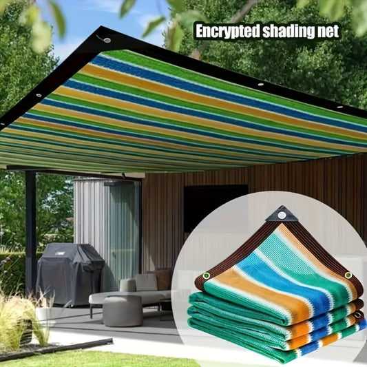 Sun Shade Sail, Canopy UV Protection Striped Outdoor Shade Net Reinforced Corners PVC Edge shown in the main product view