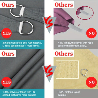 Outdoor Sun Shade Sail with Reinforced Corners and Multiple Color Options detail image
