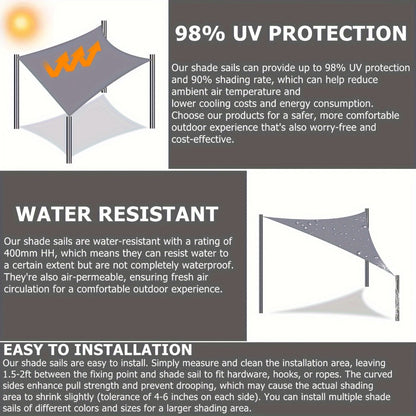 Outdoor Sun Shade Sail with Reinforced Corners and Multiple Color Options detail image - detail view 8