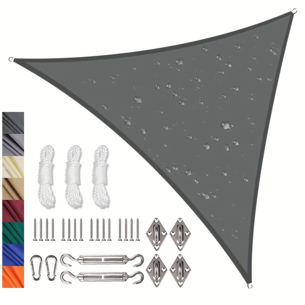 Sun Shade Sail, Triangular for Outdoor Patio - Solid Color Polyester Sunshade in 4 Sizes shown in the main product view