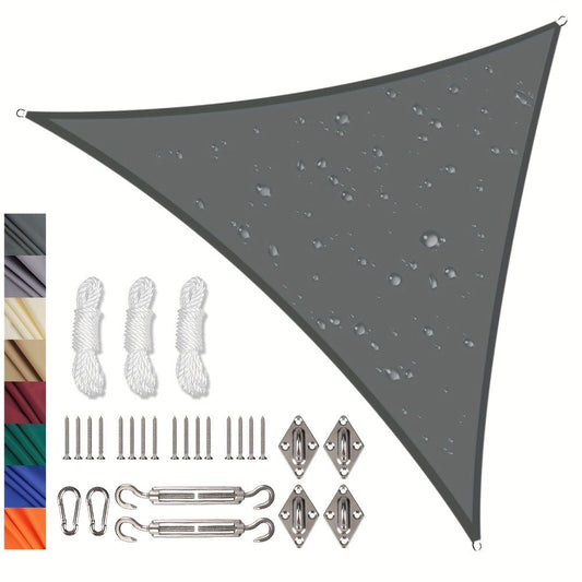 Sun Shade Sail, Triangular for Outdoor Patio - Solid Color Polyester Sunshade in 4 Sizes shown in the main product view