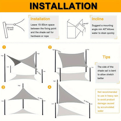 Outdoor Sun Shade Sail with UV Protection and Waterproof Protection for Patio detail image - detail view 6