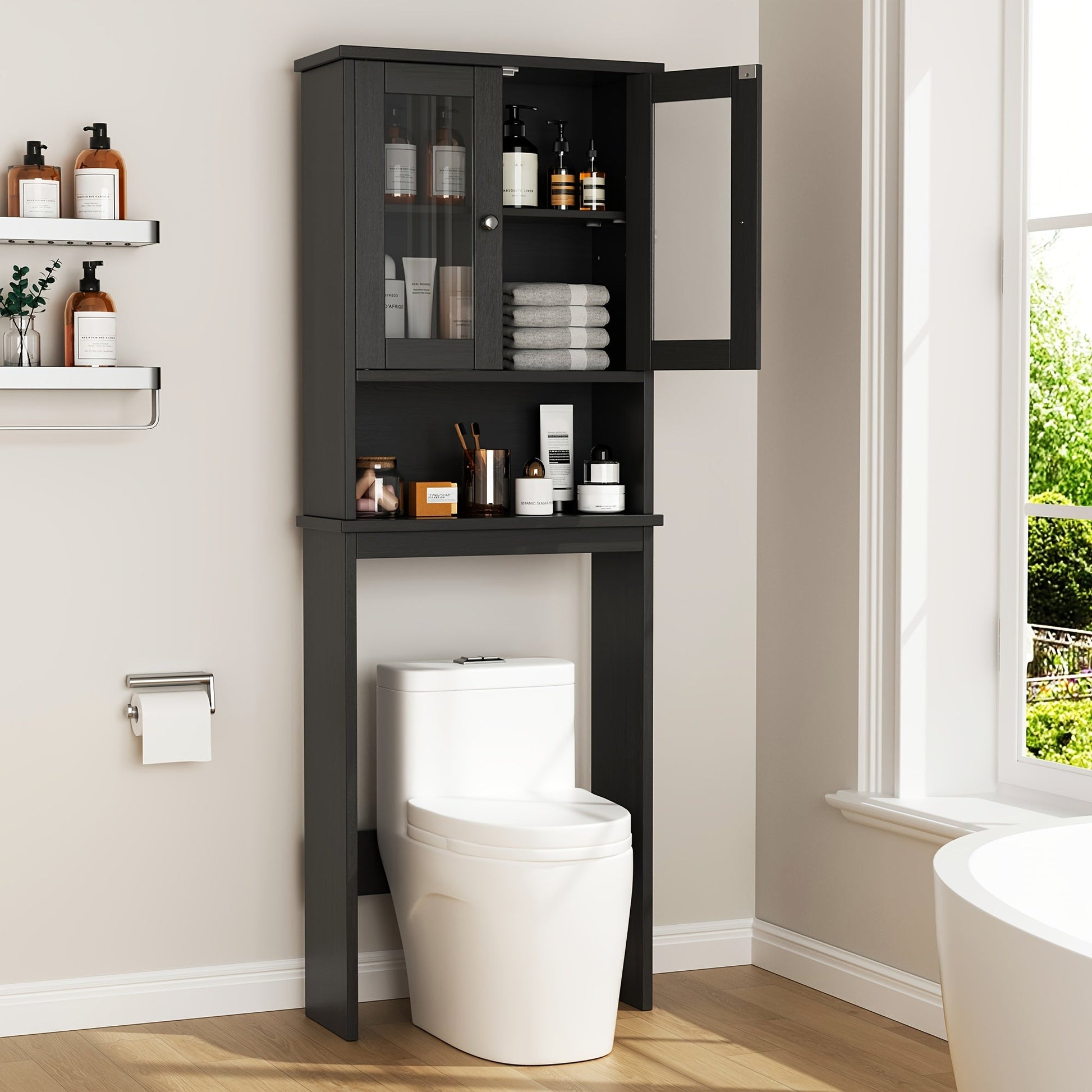 Bathroom Storage Cabinet shown in the Black option