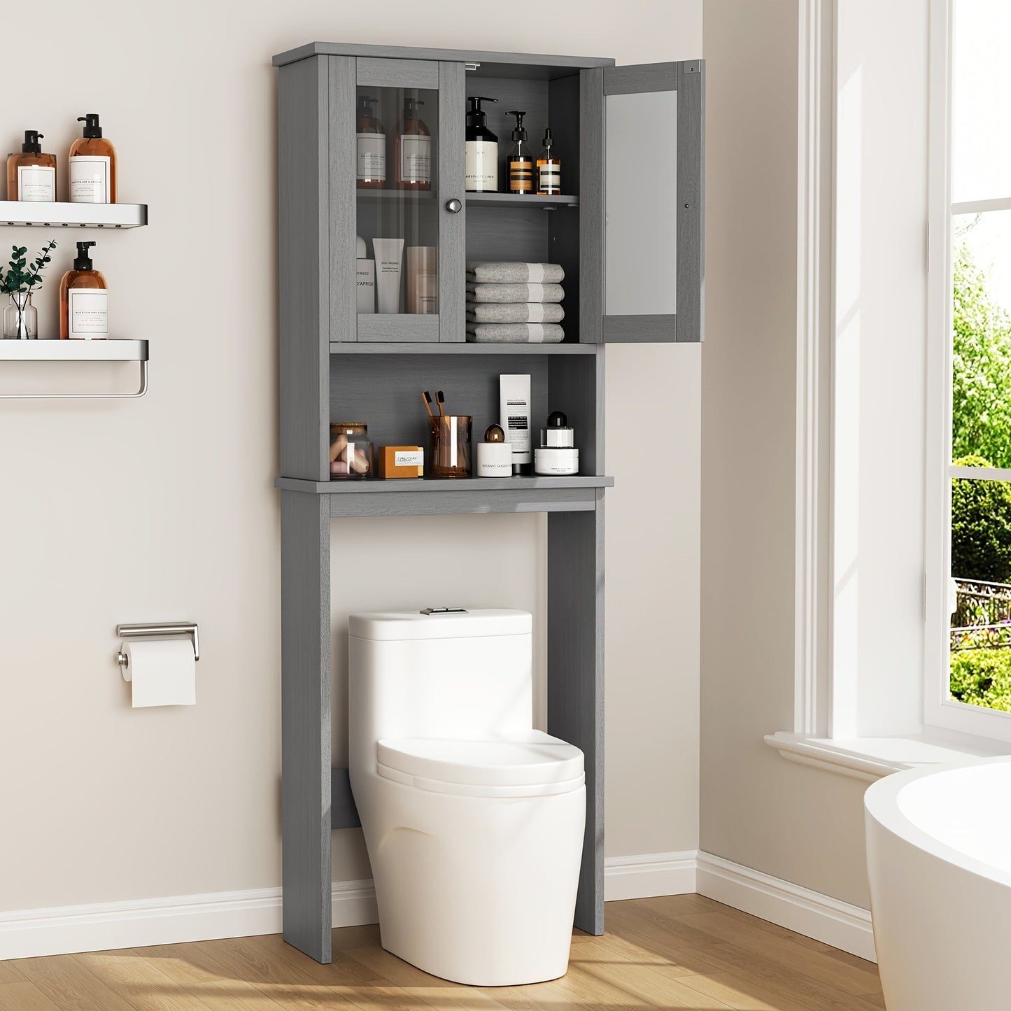 Bathroom Storage Cabinet shown in the Gray option