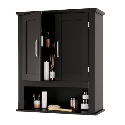 Over The Toilet Cabinet shown in the Black, 8.5"D x 21"W x 25.2"H option