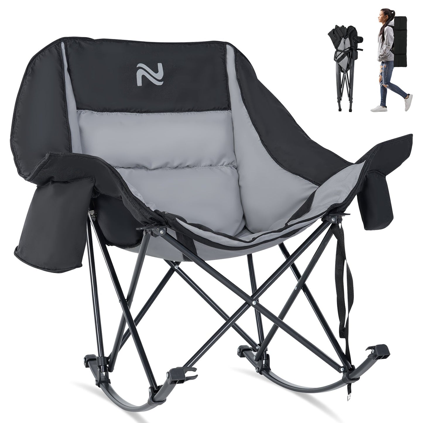 Camping Chair shown in the Black Gray option
