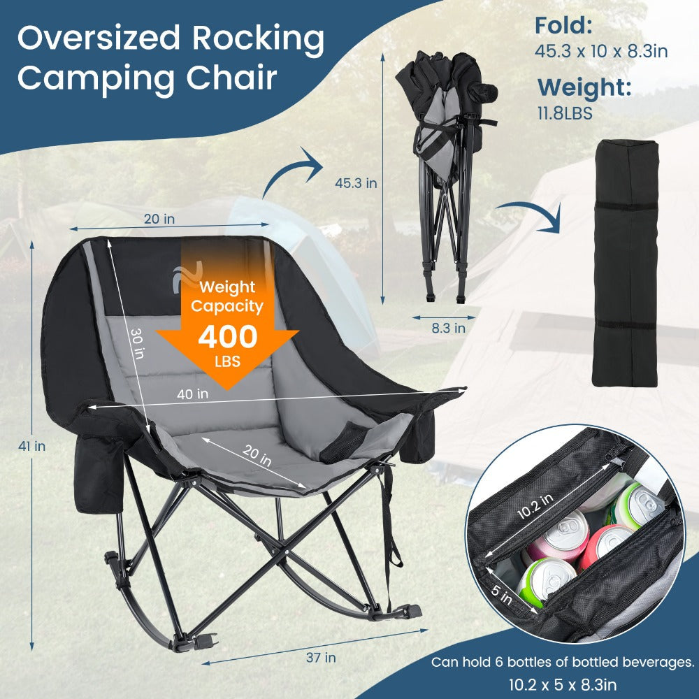Oversized Camping Chair with High Back for Comfortable Everyday Seating in Patio detail image - detail view 4