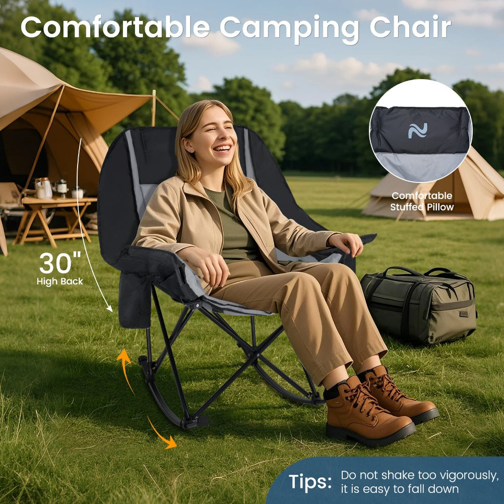 Oversized Camping Chair with High Back for Comfortable Everyday Seating in Patio detail image - detail view 5