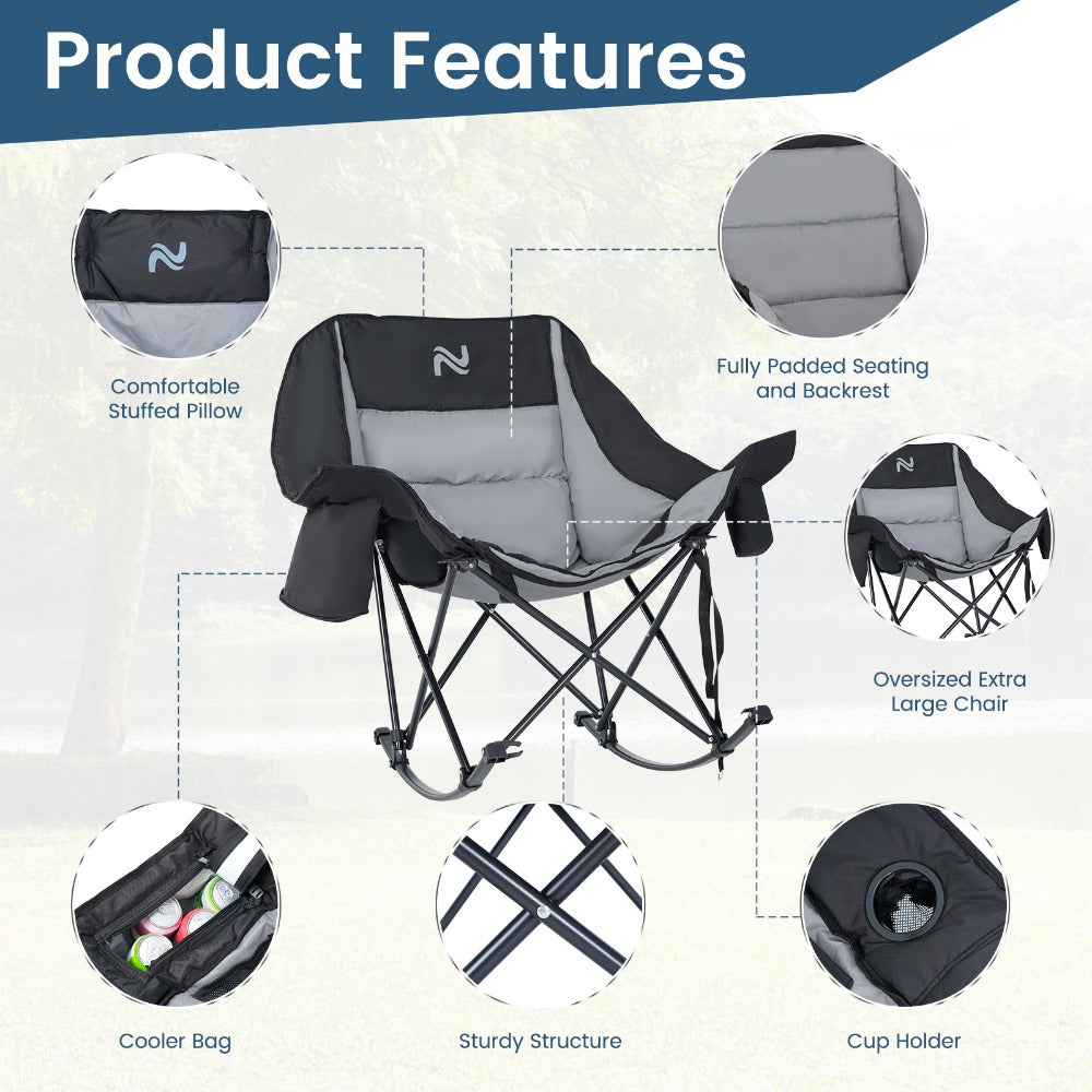 Oversized Camping Chair with High Back for Comfortable Everyday Seating in Patio detail image - detail view 6