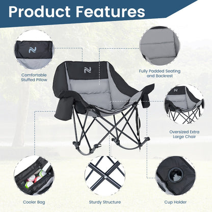 Oversized Camping Chair with High Back for Comfortable Everyday Seating in Patio detail image - detail view 6