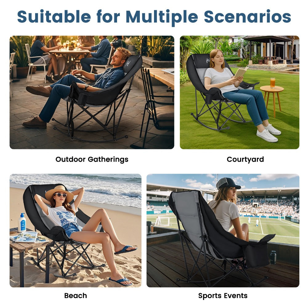 Oversized Camping Chair with High Back for Comfortable Everyday Seating in Patio detail image - detail view 8
