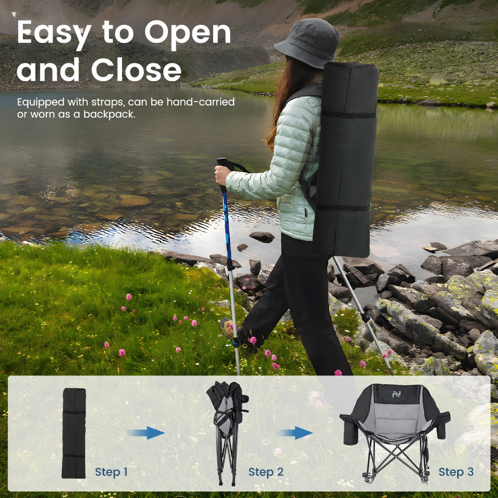 Oversized Camping Chair with High Back for Comfortable Everyday Seating in Patio detail image - detail view 9