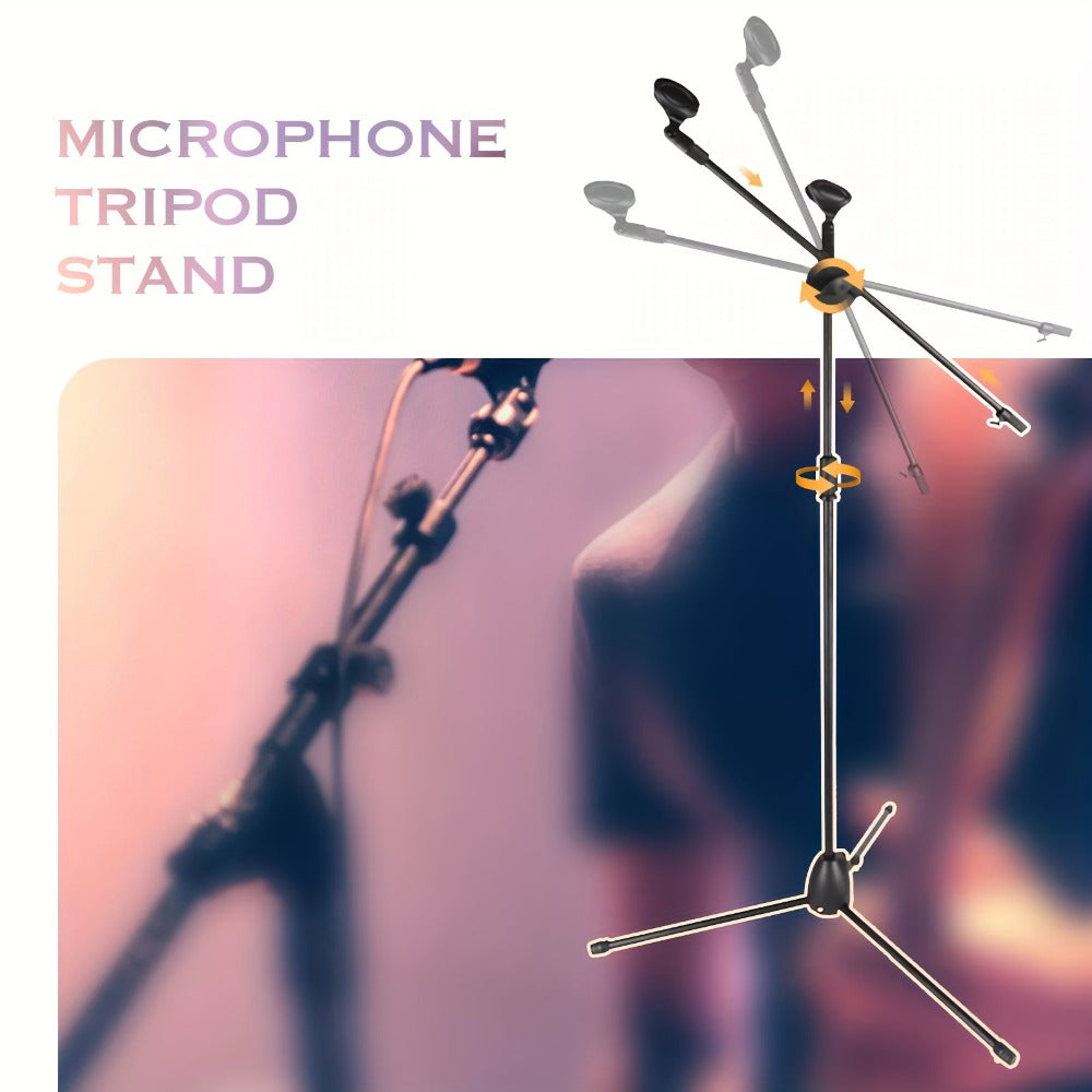 Pair of Adjustable Tripod Microphone Boom Stands for Stage and Studio detail image - detail view 4