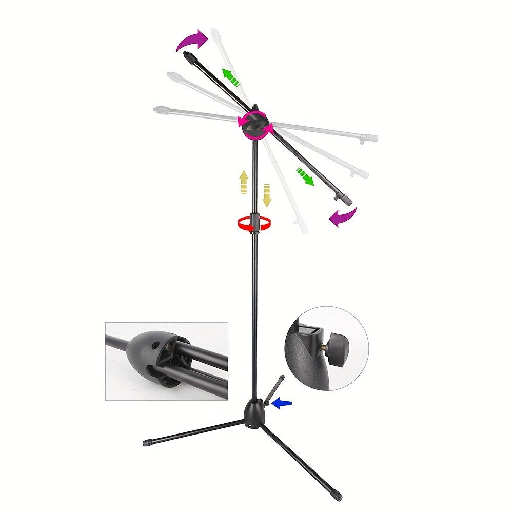 Pair of Adjustable Tripod Microphone Boom Stands for Stage and Studio detail image - detail view 5