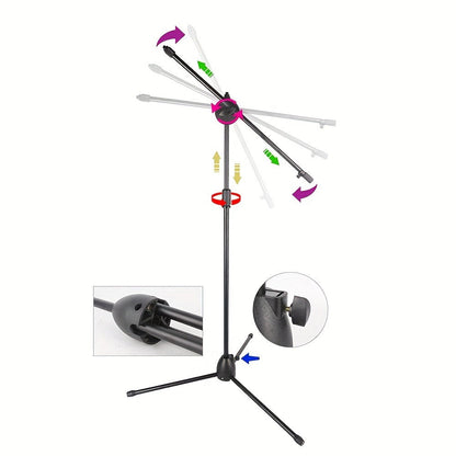Pair of Adjustable Tripod Microphone Boom Stands for Stage and Studio detail image - detail view 5