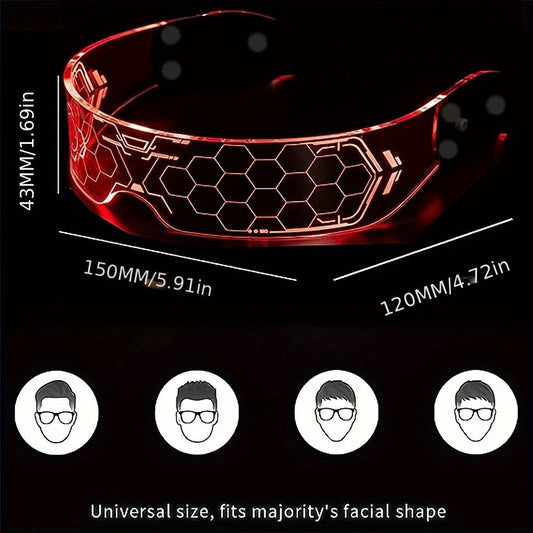 Party Accessories - LED Light Up Glasses 2 Pack 7 Colors 4 Lighting Modes Honeycomb Visor - product detail view 2