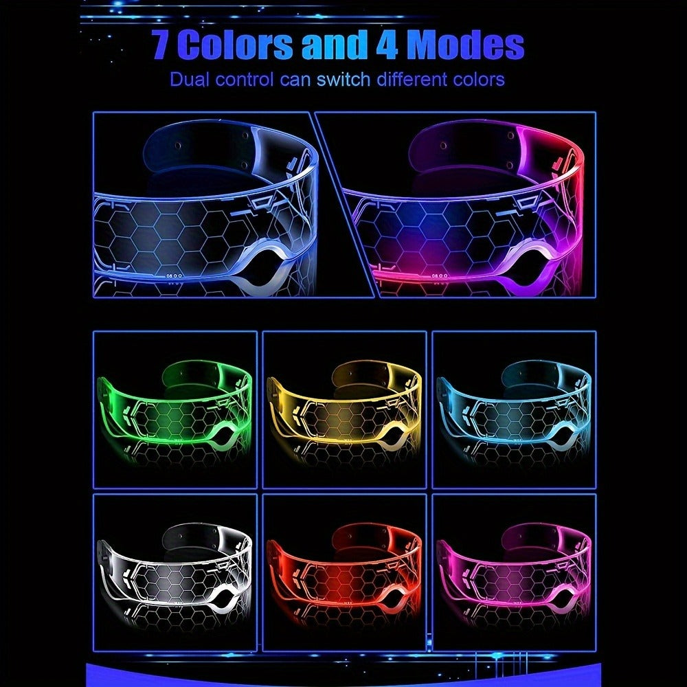 Party Accessories - LED Light Up Glasses 2 Pack 7 Colors 4 Lighting Modes Honeycomb Visor - product detail view 7