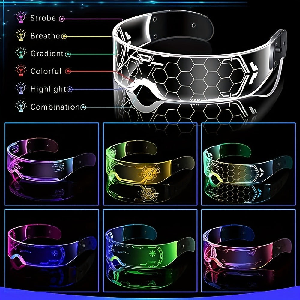 Party Accessories - LED Light Up Glasses 2 Pack 7 Colors 4 Lighting Modes Honeycomb Visor - product detail view 8