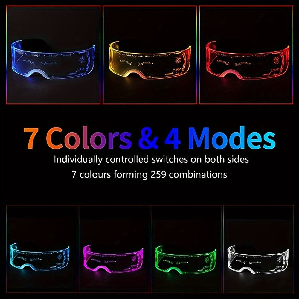 Party Accessories - LED Light Up Glasses 2 Pack 7 Colors 4 Lighting Modes Honeycomb Visor - product detail view 9