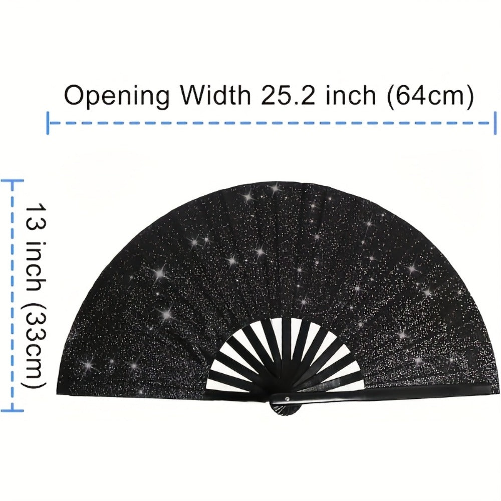Party Accessory - Folding Hand Fans for Women 2 Pack Glitter Large Fan Performance Festival - product detail view 9