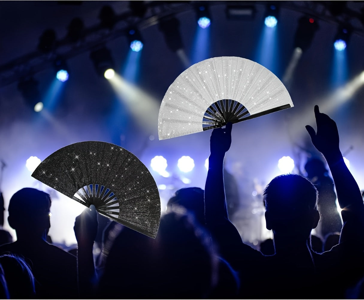 Party Accessory - Folding Hand Fans for Women 2 Pack Glitter Large Fan Performance Festival - product detail view 10
