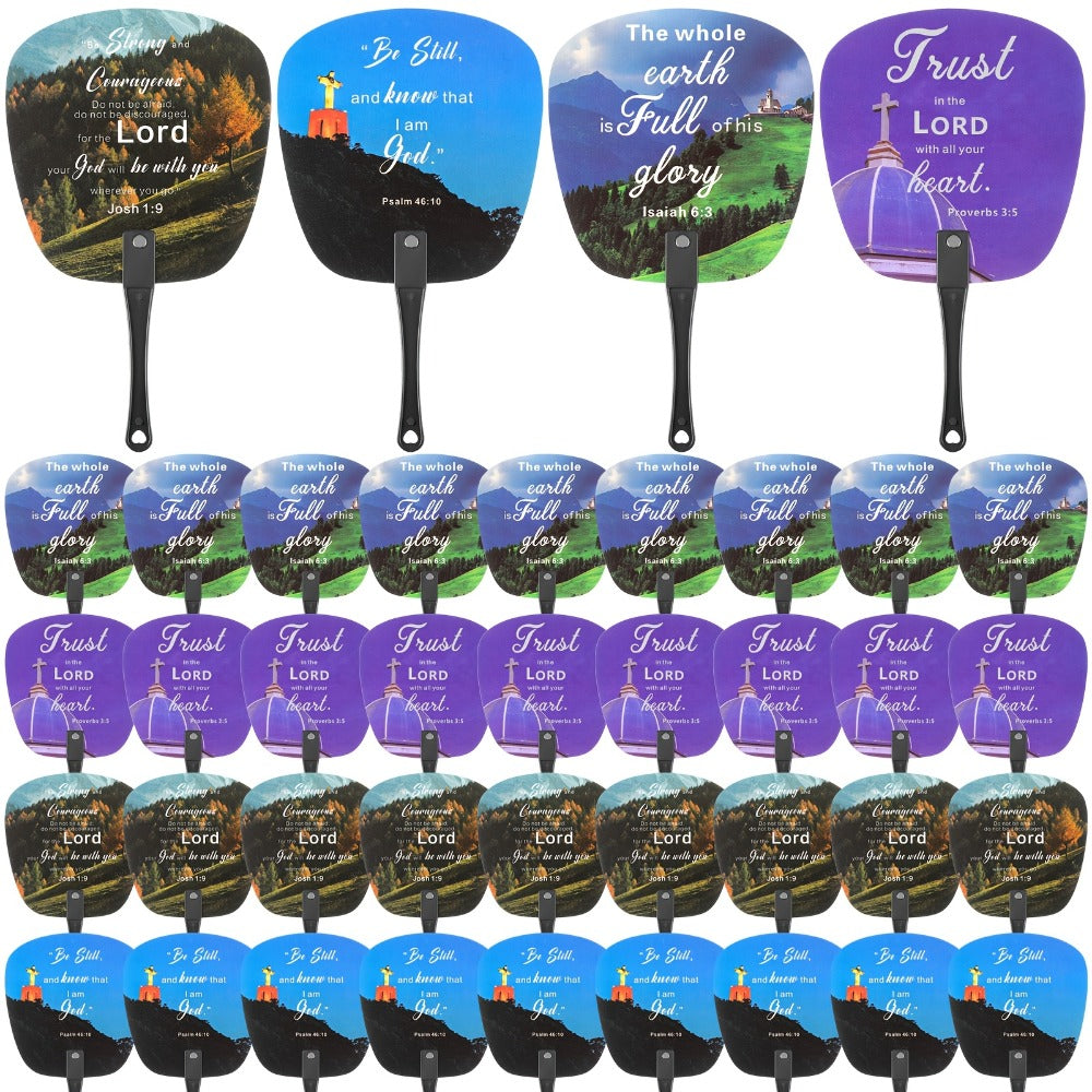 Party Favor - Handheld Fans 36 Pack Bible Christian Church Fan Bulk Decorative Cooling - main product view