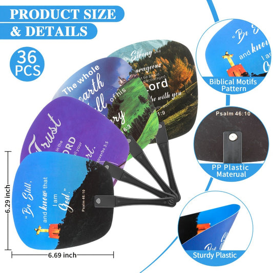Party Favor - Handheld Fans 36 Pack Bible Christian Church Fan Bulk Decorative Cooling - product detail view 2