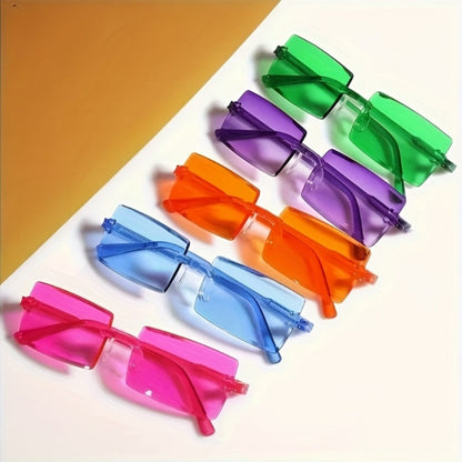 Party Glasses - 10 Pack Candy Color Frameless Rectangular Novelty Eyewear Photo Booth - product detail view 2