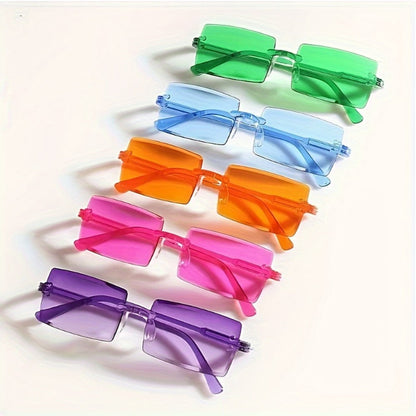 Party Glasses - 10 Pack Candy Color Frameless Rectangular Novelty Eyewear Photo Booth - product detail view 3