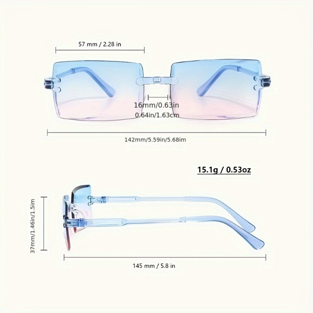 Party Glasses - 10 Pack Candy Color Frameless Rectangular Novelty Eyewear Photo Booth - product detail view 4