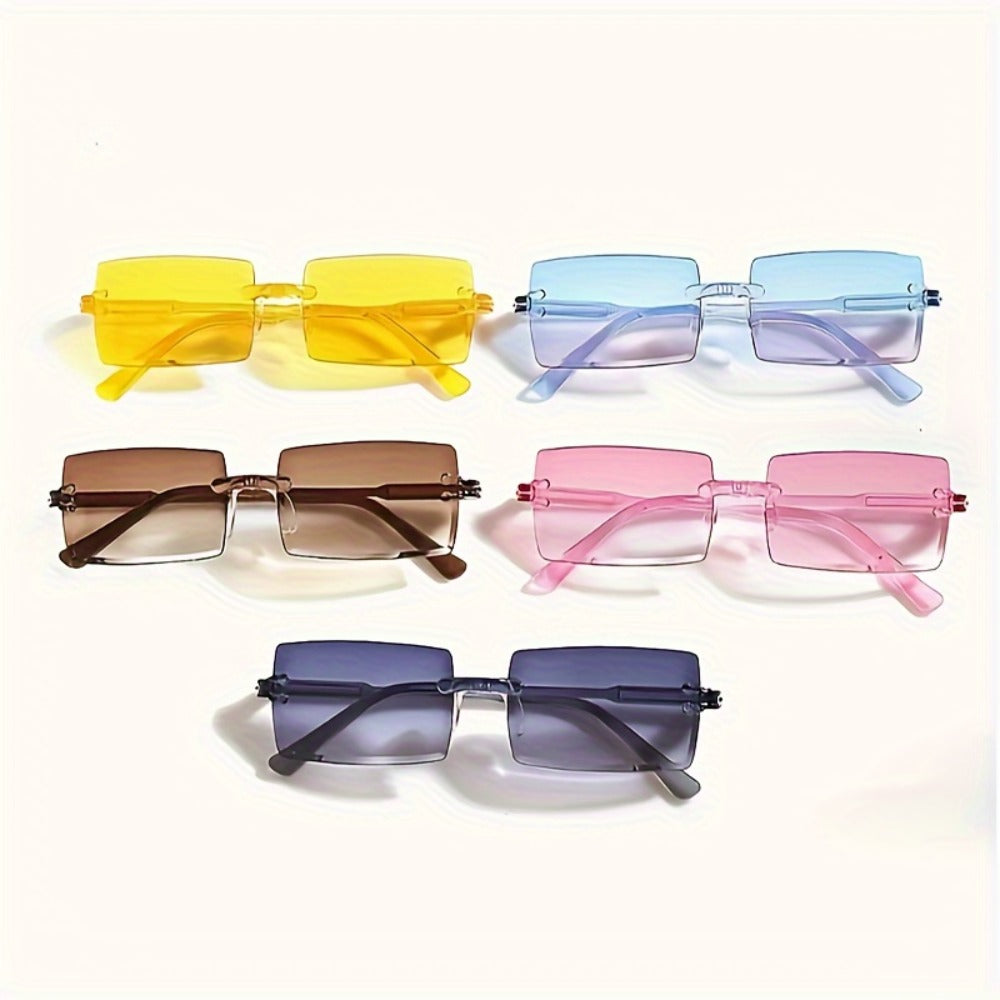 Party Glasses - 10 Pack Candy Color Frameless Rectangular Novelty Eyewear Photo Booth - product detail view 6