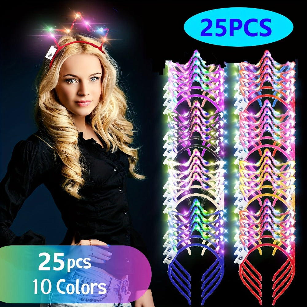 Party Headbands - LED Crown Headband Bulk Pack 25 PCS | Light Up Flashing Crowns 3 Modes - main product view
