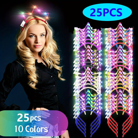 Party Headbands - LED Crown Headband Bulk Pack 25 PCS | Light Up Flashing Crowns 3 Modes - main product view