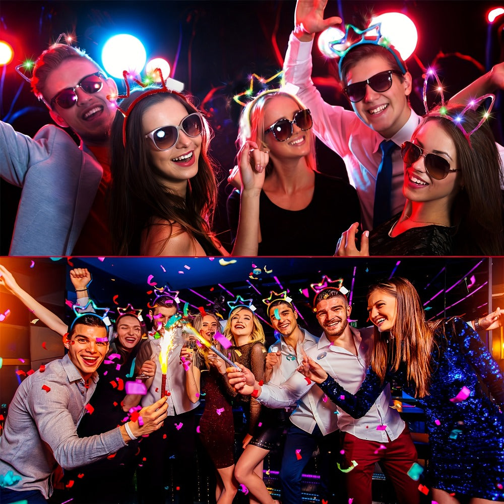 Party Headbands - LED Crown Headband Bulk Pack 25 PCS | Light Up Flashing Crowns 3 Modes - product detail view 2
