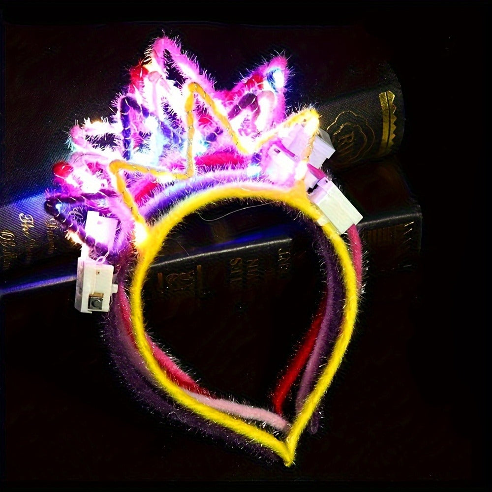 Party Headbands - LED Crown Headband Bulk Pack 25 PCS | Light Up Flashing Crowns 3 Modes - product detail view 4
