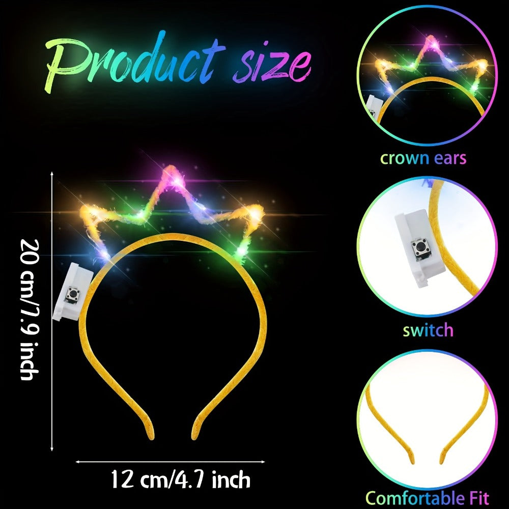 Party Headbands - LED Crown Headband Bulk Pack 25 PCS | Light Up Flashing Crowns 3 Modes - product detail view 5