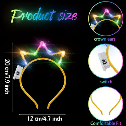 Party Headbands - LED Crown Headband Bulk Pack 25 PCS | Light Up Flashing Crowns 3 Modes - product detail view 5