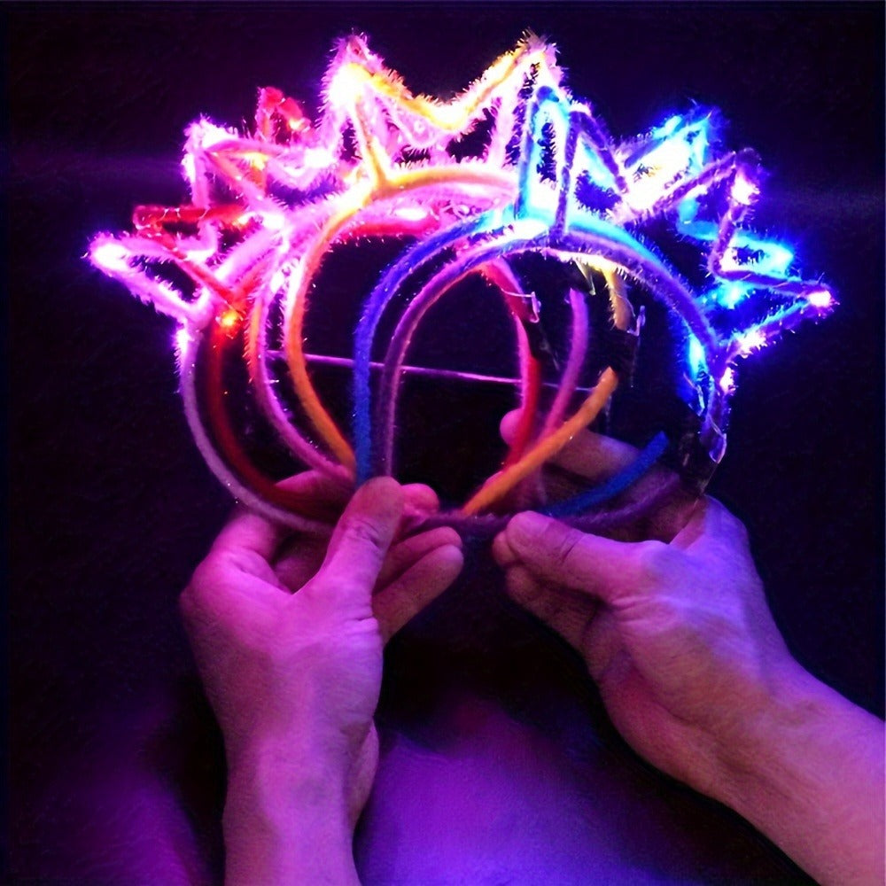 Party Headbands - LED Crown Headband Bulk Pack 25 PCS | Light Up Flashing Crowns 3 Modes - product detail view 6