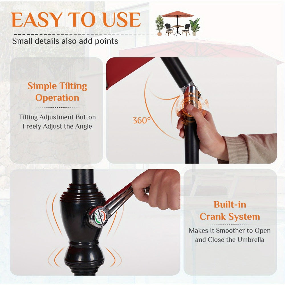 Patio Umbrella, Outdoor Table Umbrella for Outdoor Shade and Protection detail image - detail view 9